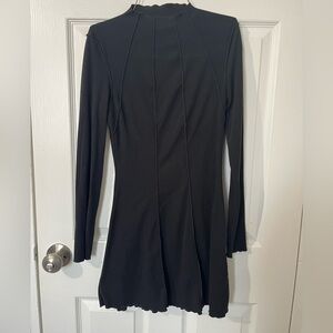Jersey Mock Neck Long Sleeve Short Dress